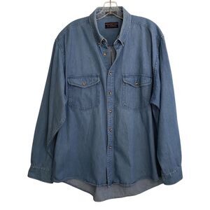 Roundtree & Yorke Men's Denim Long Sleeve Button Down Shirt, Size XL